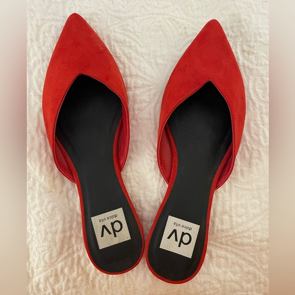 Red Dolce Vita suede pointed toe flats - Picture 4 of 4